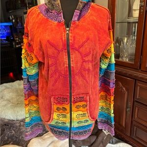 Colorful Sun Embroidered Hoodie